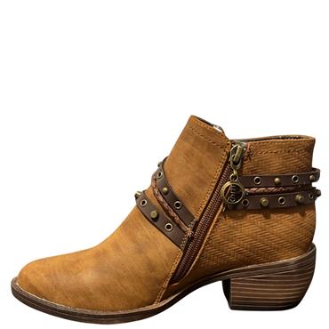 ESCAPE LDS 2 STRAP ZIP LOW ANKLE BOOT - TAN